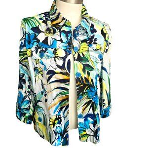 Floral Print Womans Button-Up Jacket Size L Monterey Bay Clothing JJ4115